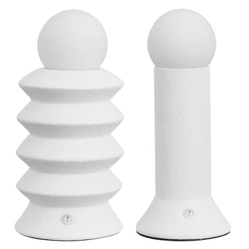 Soren 13" Modern Scandinavian Ceramic/Glass Geometric Integrated LED Table Lamp, Set of 2